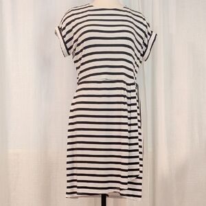 Comfy B&W Striped Wrap Dress